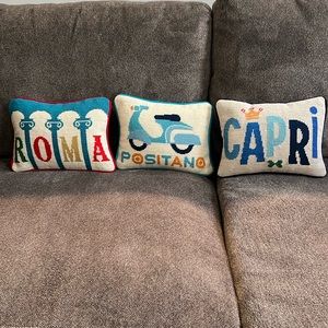 Jonathan Adler, jet set Roma, Positano, Capri decorative pillows 9”x12”